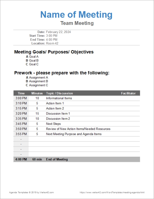 10 Free Meeting Agenda Templates | Word And Google Docs In Sales Team Meeting Agenda Template