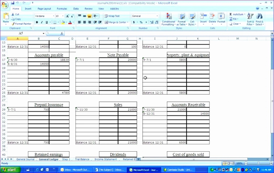 10 General Ledger Template Excel – Excel Templates With Business Ledger Template Excel Free