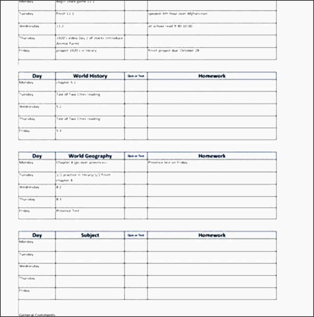10 Homework Planner Template – Sampletemplatess – Sampletemplatess With Regard To Homework Agenda Template