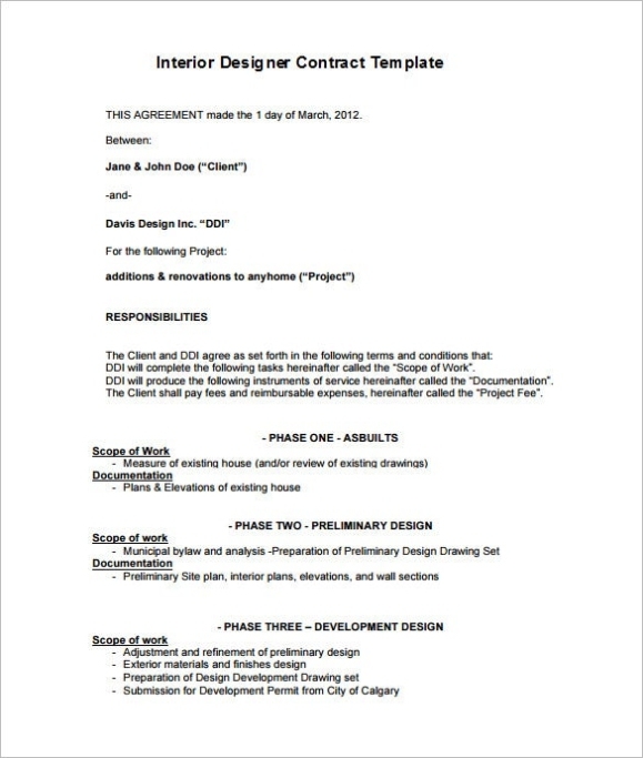 10+ Interior Designer Contract Templates In Pdf | Ms Word | Pages Intended For Design Retainer Agreement Templates