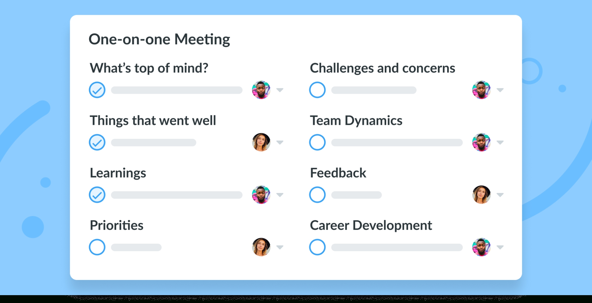 10 One On One Meeting Templates For Engaged Teams | By Fellow App With One One One Meeting Template