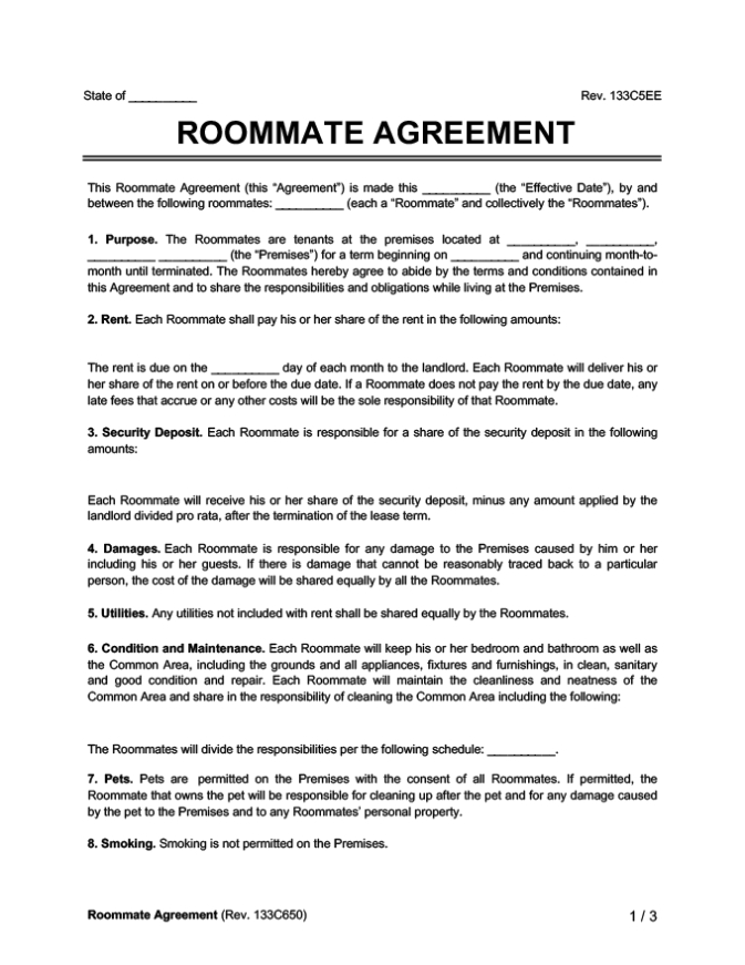 10 Room Lease Agreement Template – Perfect Template Ideas With Regard To Free Roommate Rental Agreement Template