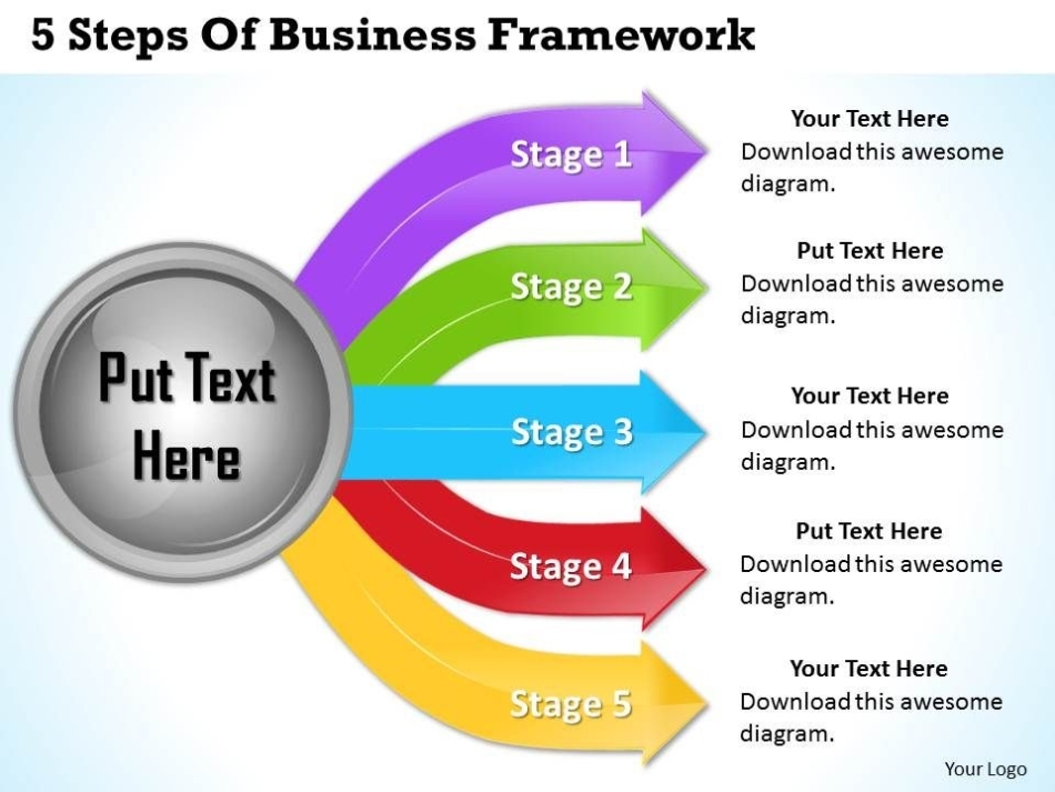 1013 Business Ppt Diagram 5 Steps Of Business Framework Powerpoint With Business Plan Framework Template