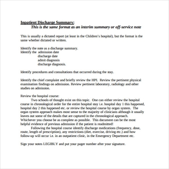 11+ Discharge Summary Samples | Sample Templates For Medical Death Note Template