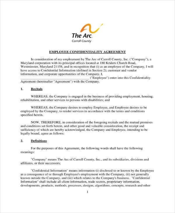 11+ Employee Confidentiality Agreement Templates – Pdf, Word | Free Pertaining To Standard Confidentiality Agreement Template