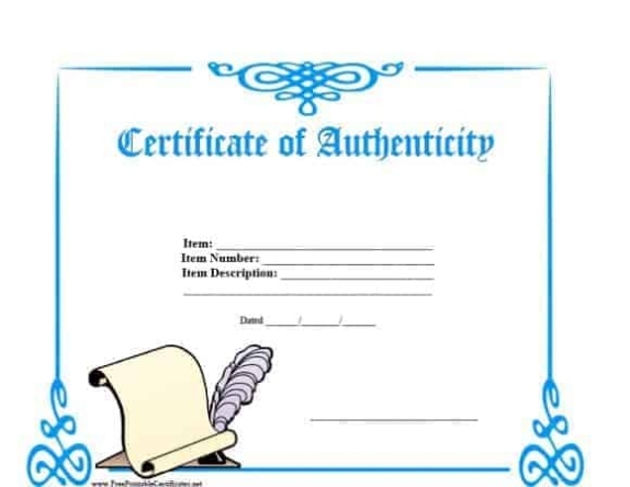 12 Certificate Of Authenticity Templates Word Excel Samples Regarding Letter Of Authenticity Template