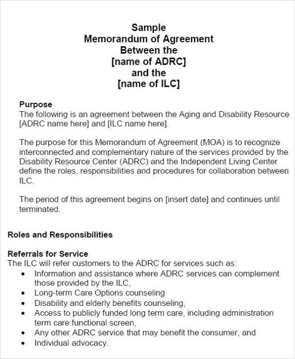 12+ Sample Memorandum Of Agreement Templates To Download | Sample Templates Inside Memorandum Of Agreement Template Army