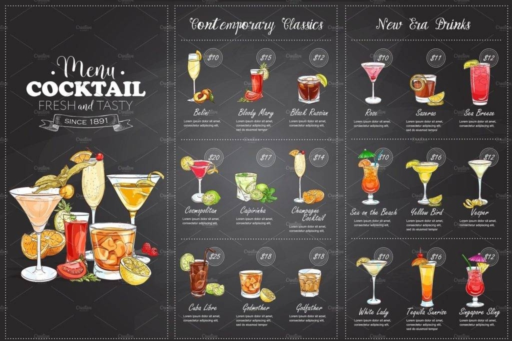 14+ Menu Ideas For Cocktail Party Designs And Examples – Psd, Ai | Examples Inside Cocktail Menu Template Word Free