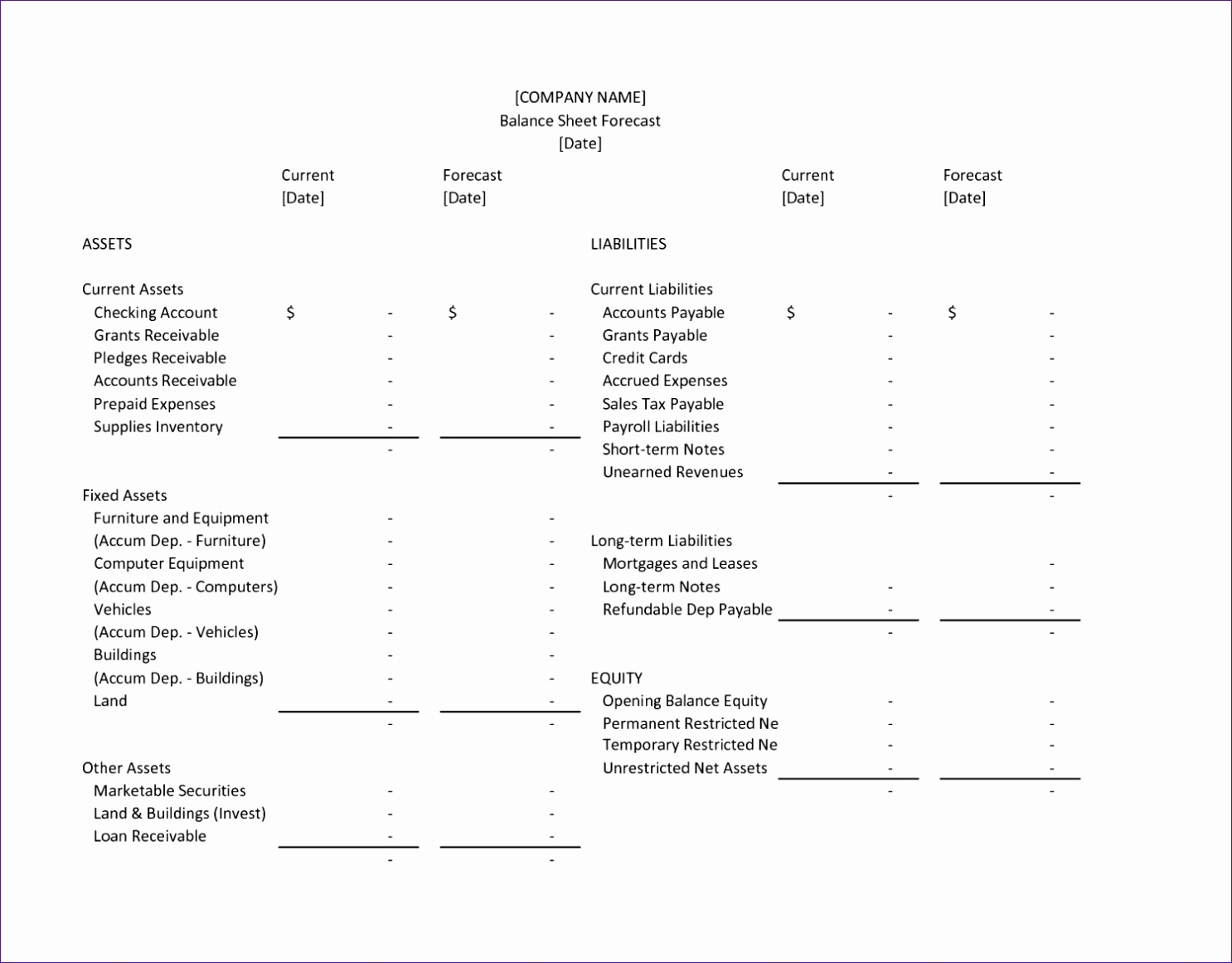 14 Small Business Balance Sheet Template Excel - Excel Templates with Small Business Balance Sheet Template
