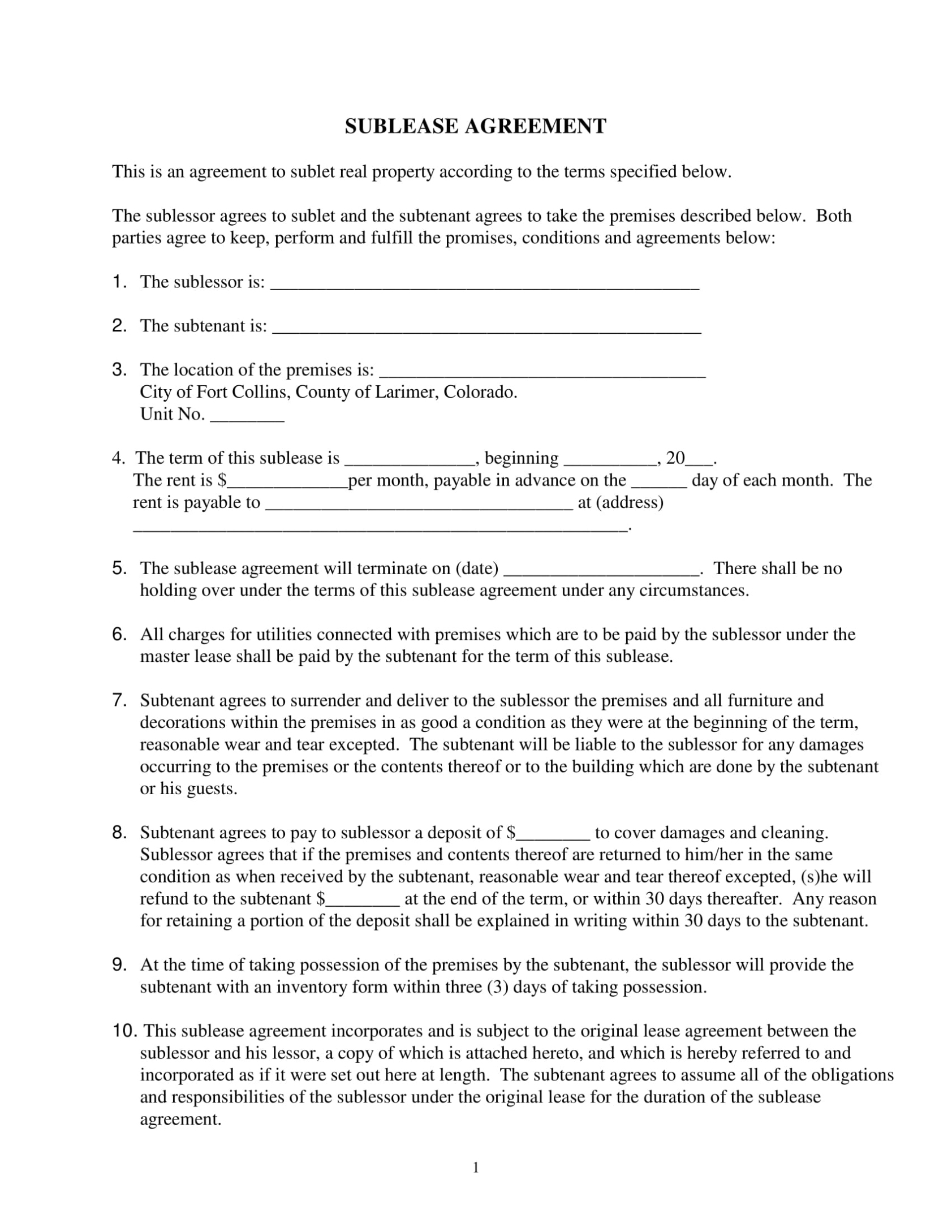 14+ Sublease Agreement Examples – Pdf, Doc | Examples Pertaining To Free Commercial Sublease Agreement Template