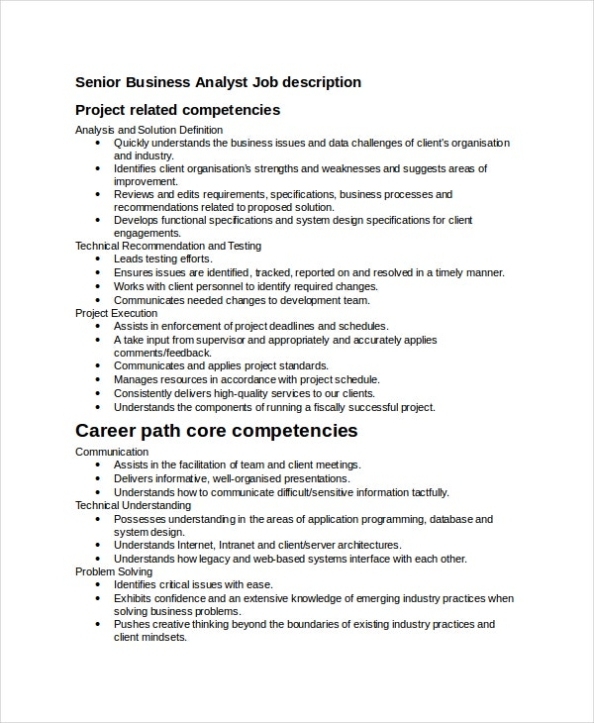15+ Job Description Templates – Free Sample, Example, Format | Free Throughout Business Analyst Report Template