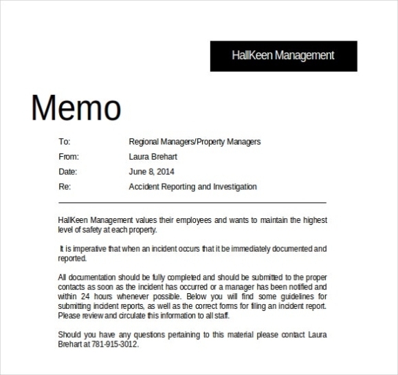 16+ Professional Memo Templates – Sample Word, Google Docs Format Inside Note To File Template