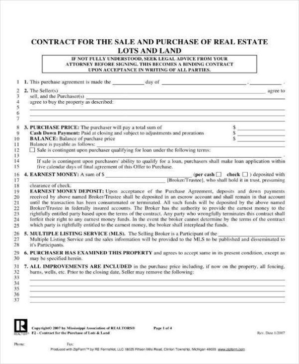 16+ Real Estate Purchase Contract Template - Template Invitations Throughout Free Simple Real Estate Purchase Agreement Template
