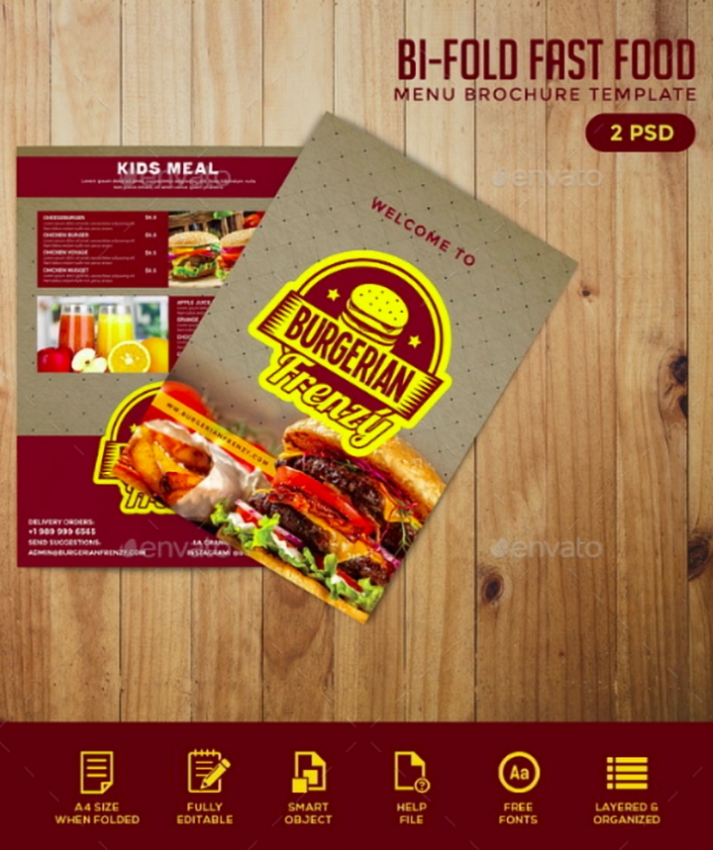 18+ Restaurant Bi Fold Brochure Templates - Ai, Psd, Google Docs, Apple Regarding Bi Fold Menu Template