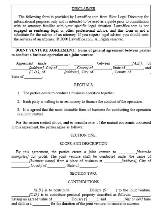 19+ Free Joint Venture Agreement Templates – Ms Office Documents Within Free Simple Joint Venture Agreement Template