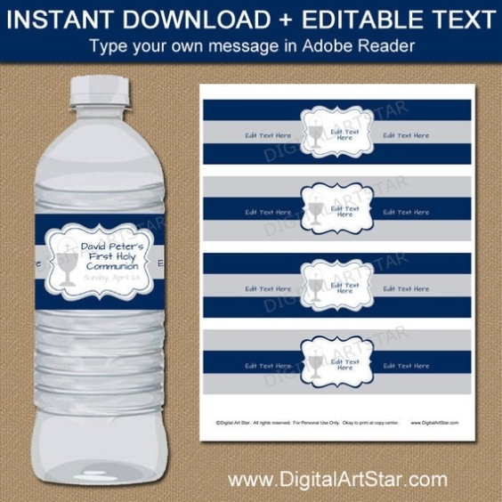 1St Communion Water Bottle Label Template First Holy With Free Water Bottle Label Template Word
