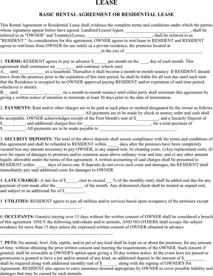2+ Basic Rental Agreement Free Download Pertaining To Multiple Tenant Lease Agreement Template