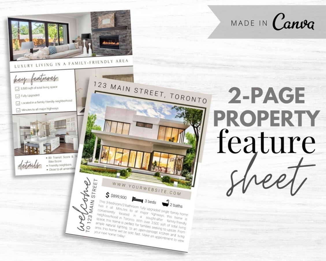 2 Page Real Estate Flyer Template Double Sided Just Listed | Etsy With 2 Page Flyer Template
