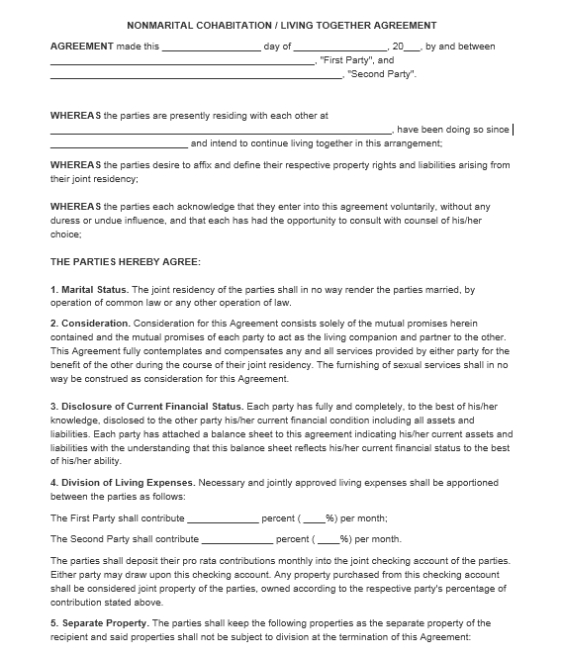 20 Free Cohabitation Agreement Templates – Templates Buz Pertaining To Joint Account Agreement Template