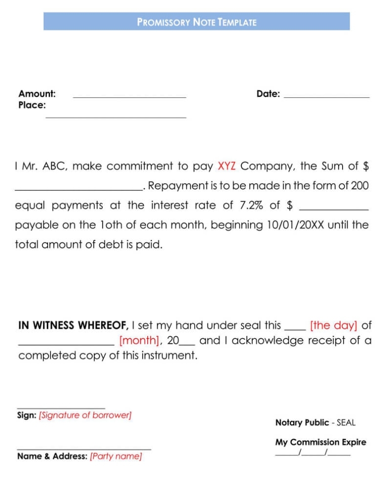 20 Free Unsecured Promissory Note Templates [Word - Pdf] With Unsecured Promissory Note Template