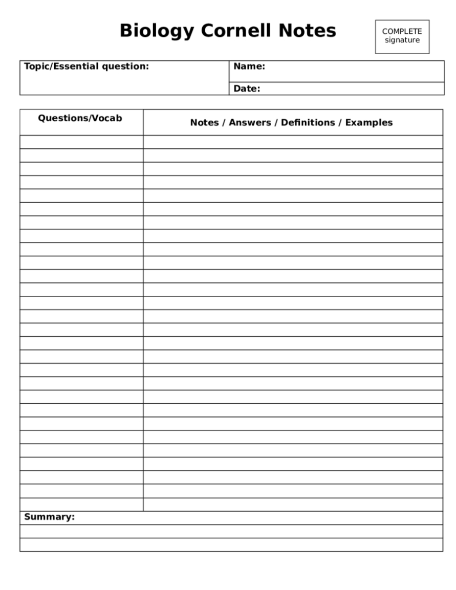 2022 Cornell Notes Template - Fillable, Printable Pdf & Forms | Handypdf For Cornell Notes Google Docs Template