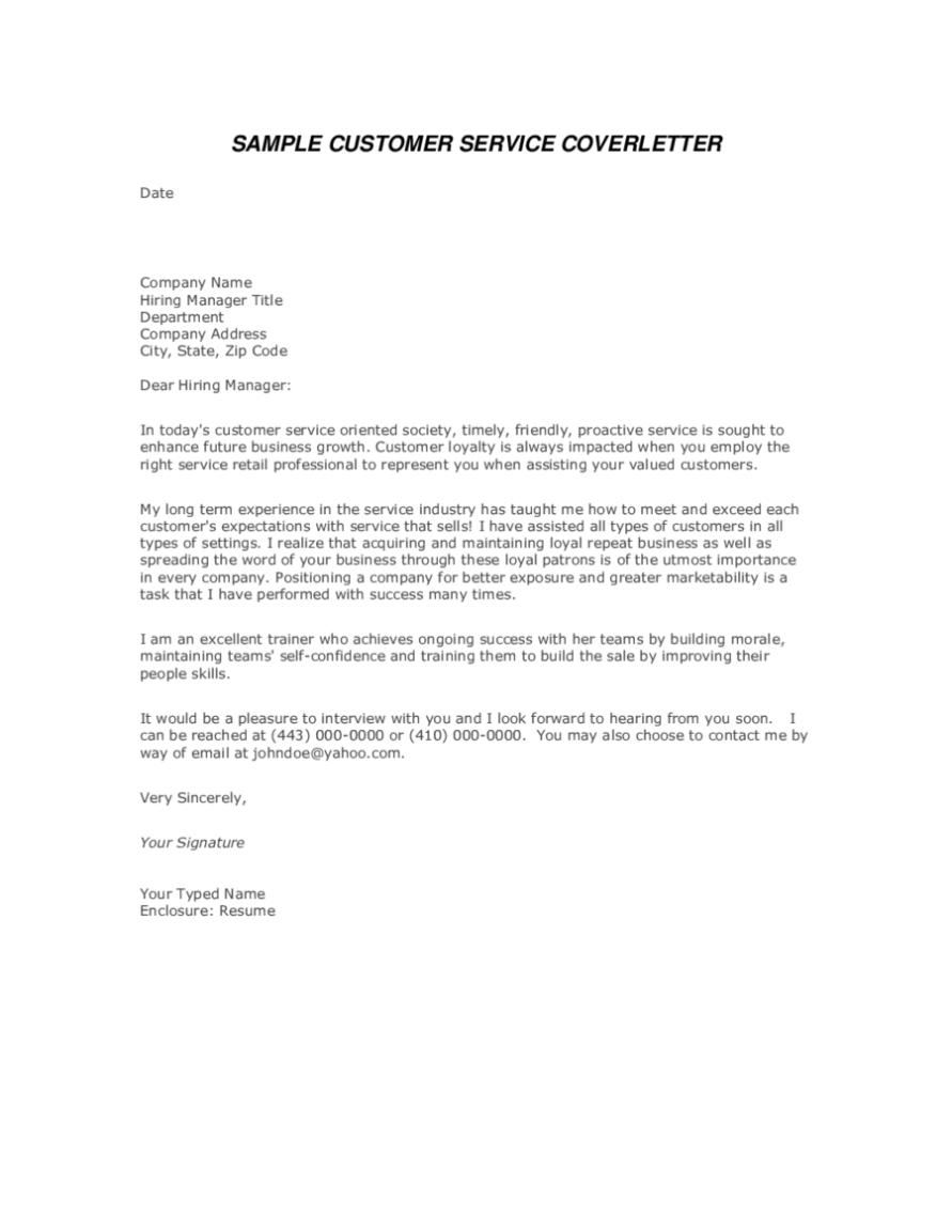 2022 Customer Service Cover Letter – Fillable, Printable Pdf & Forms Throughout Client Care Letter Template