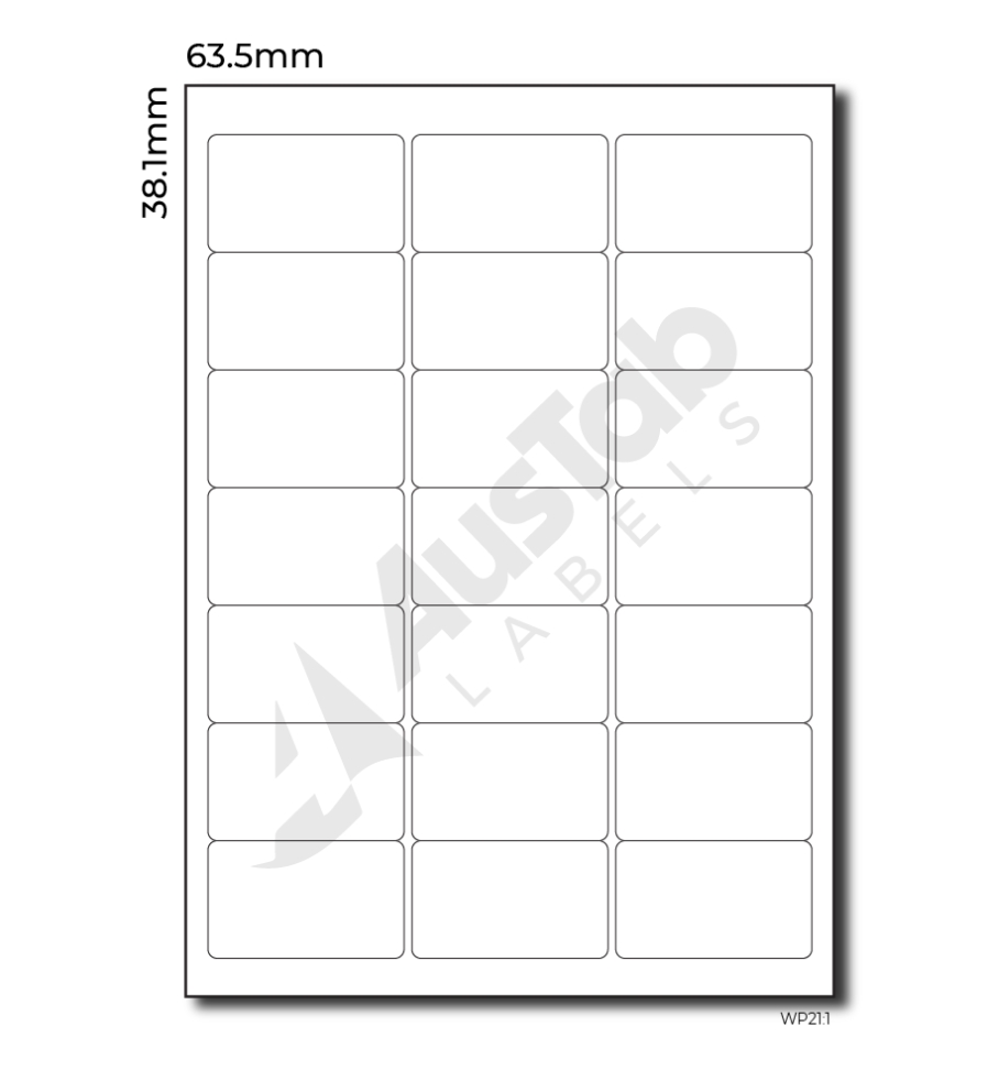 21 Labels Per Page – 63.5Mm X 38.1Mm – Austab Pertaining To 3 Labels Per Sheet Template