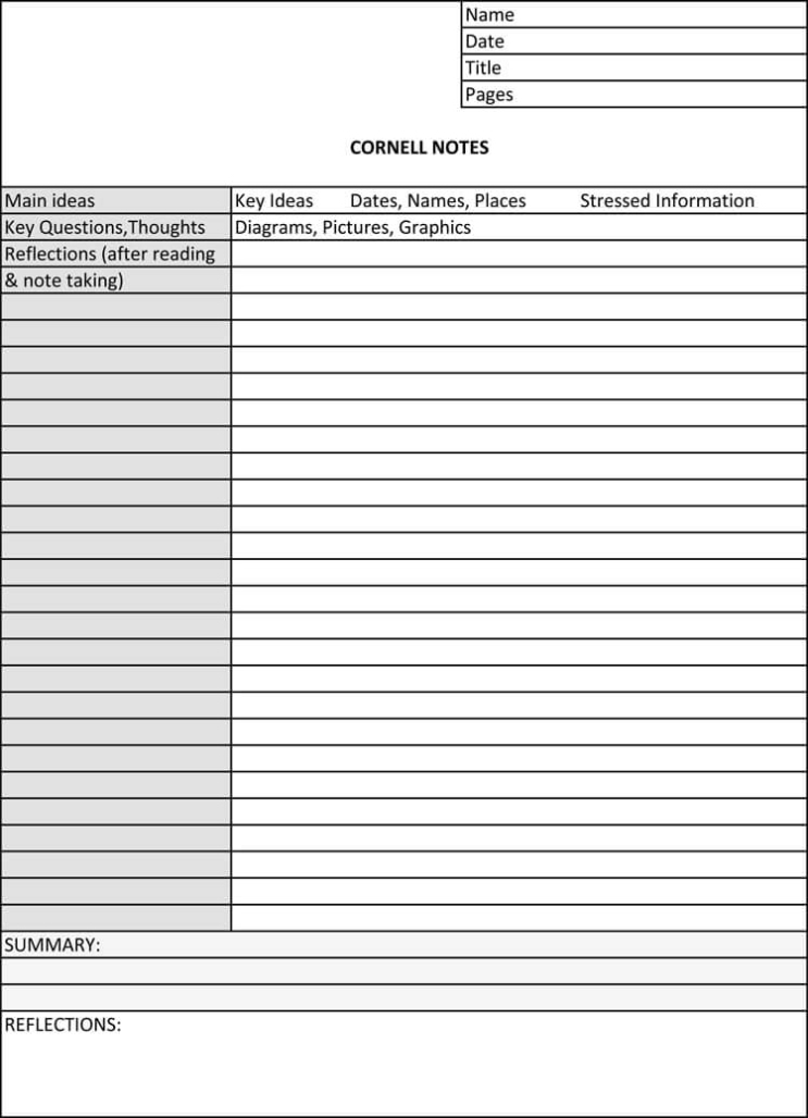 22 Cornell Note Taking Template Word – Free Popular Templates Design Regarding Note Taking Word Template