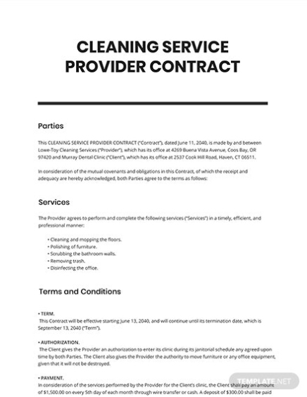 27+ Cleaning Services Contract Templates - Free Downloads | Template Within Carpet Cleaning Service Contract Templates