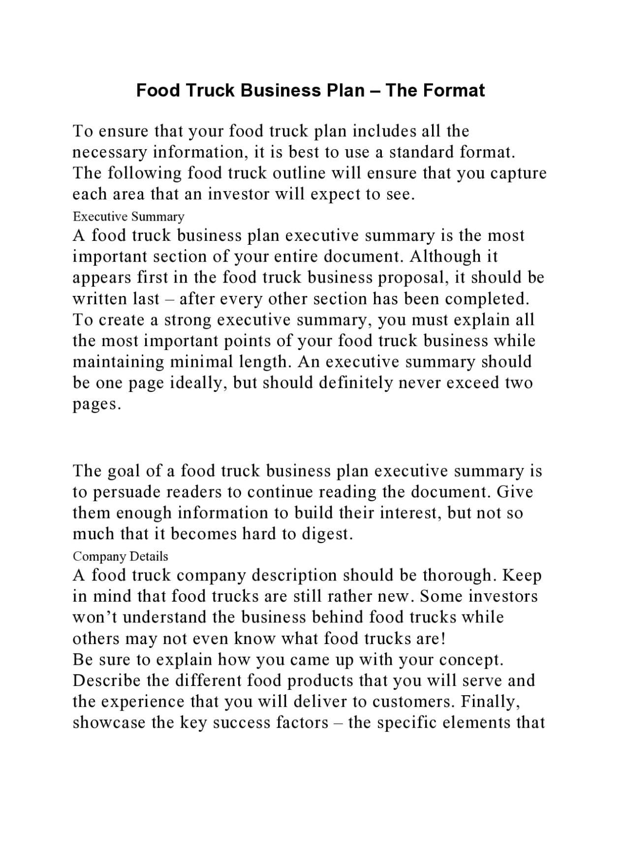 29 Proven Food Truck Business Plans (Pdf, Word) - Templatearchive In Business Plan Template Food Truck