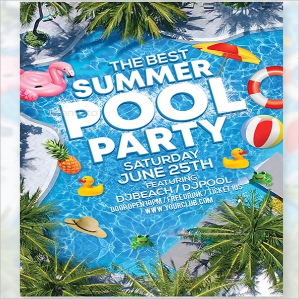 32+ Pool Party Flyer Designs Free Download - Creative Template With Free Pool Party Flyer Templates