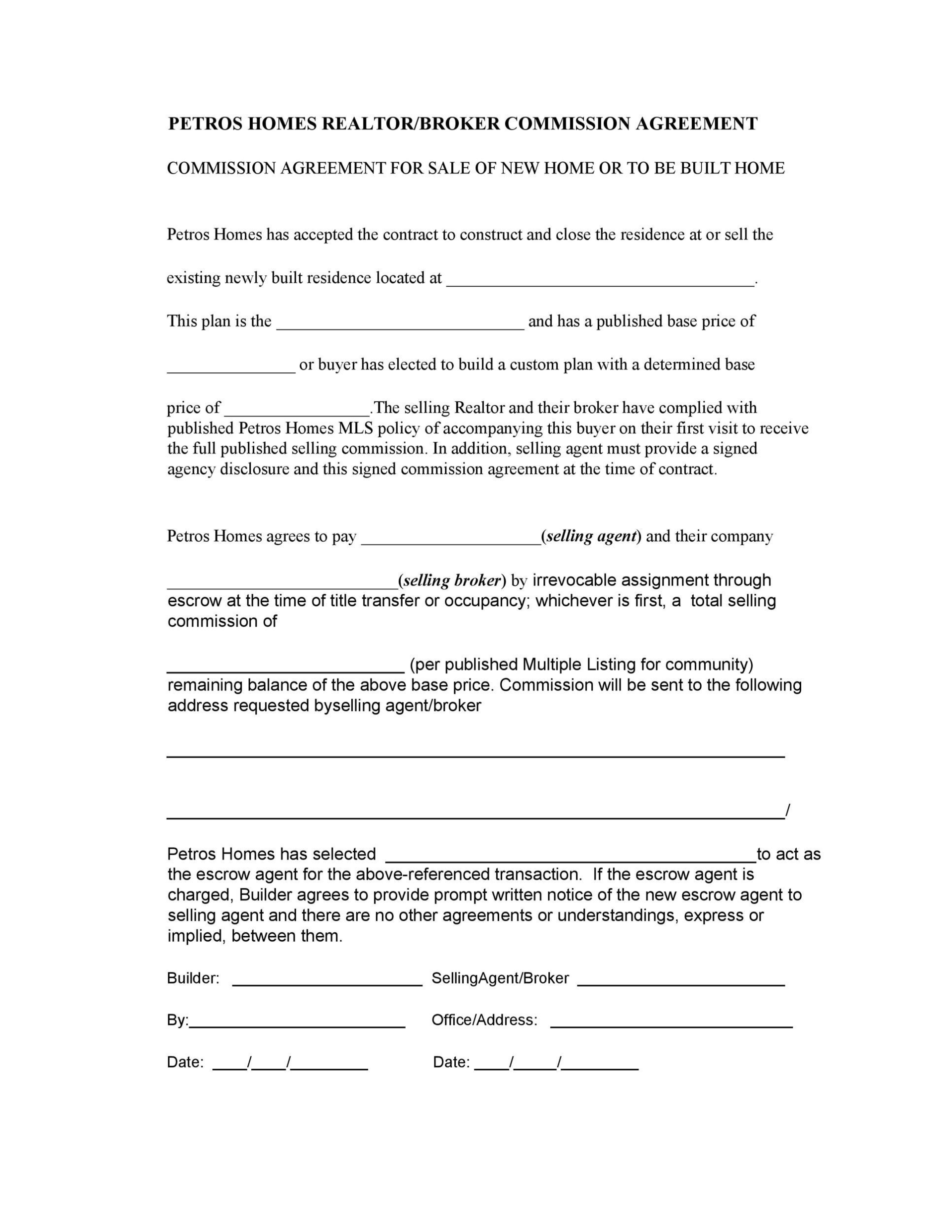 36 Free Commission Agreements (Sales, Real Estate, Contractor) With Free Commission Sales Agreement Template
