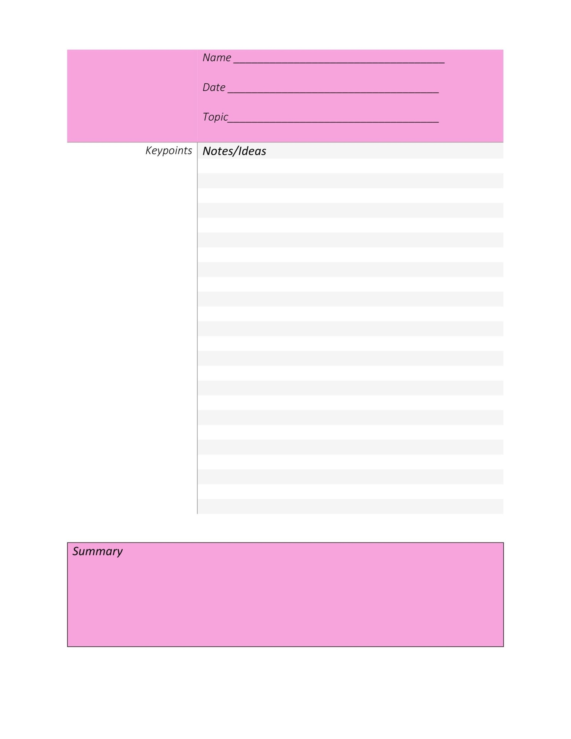37 Cornell Notes Templates & Examples [Word, Excel, Pdf] ᐅ In Lecture Notes Template Word