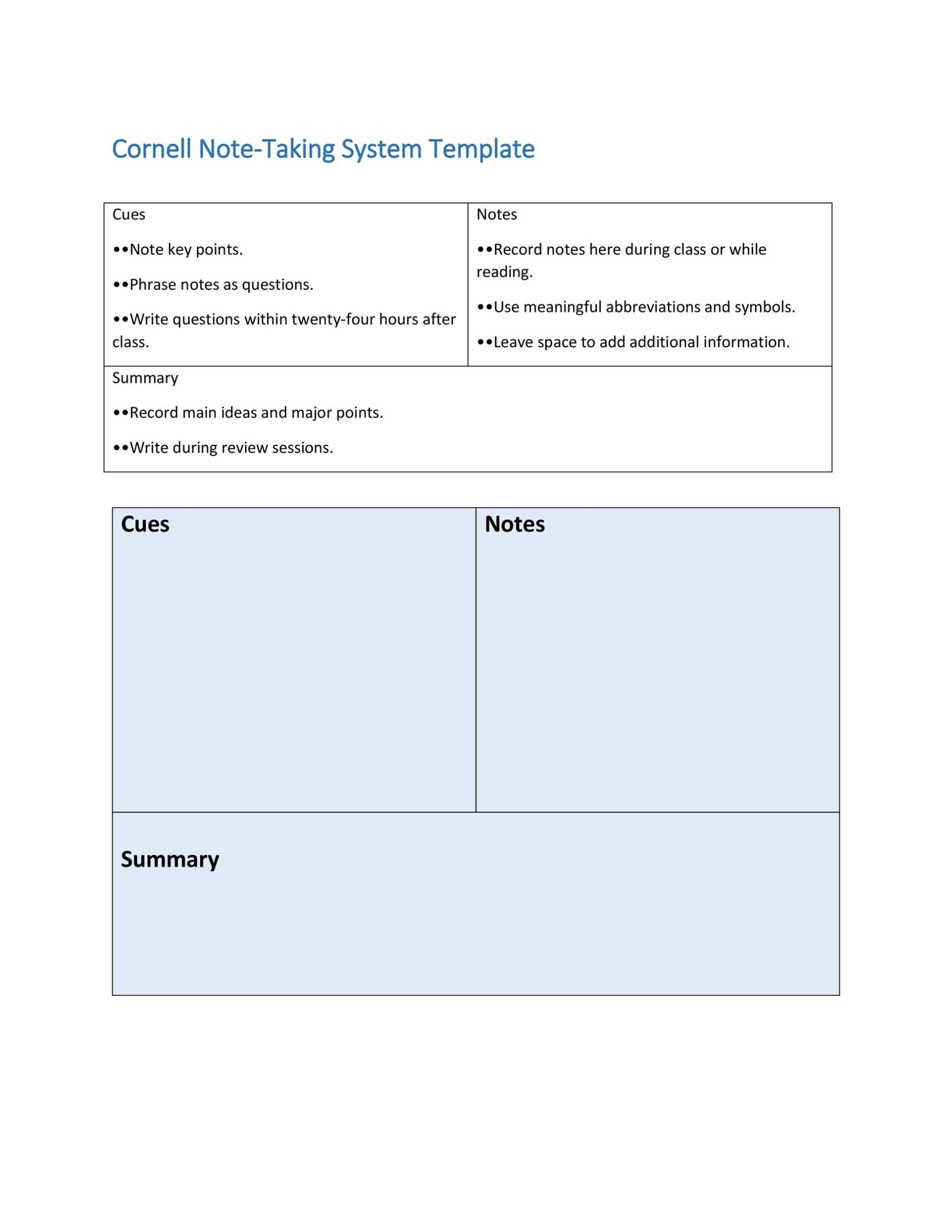 37 Cornell Notes Templates & Examples [Word, Excel, Pdf] ᐅ With Regard To Note Taking Word Template