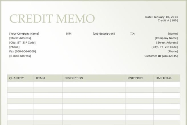 4+ Credit Memo Template Free Download For Credit Note Template Doc