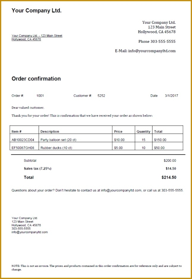 4 Order Confirmation Template Word | Fabtemplatez Pertaining To Load Confirmation And Rate Agreement Template