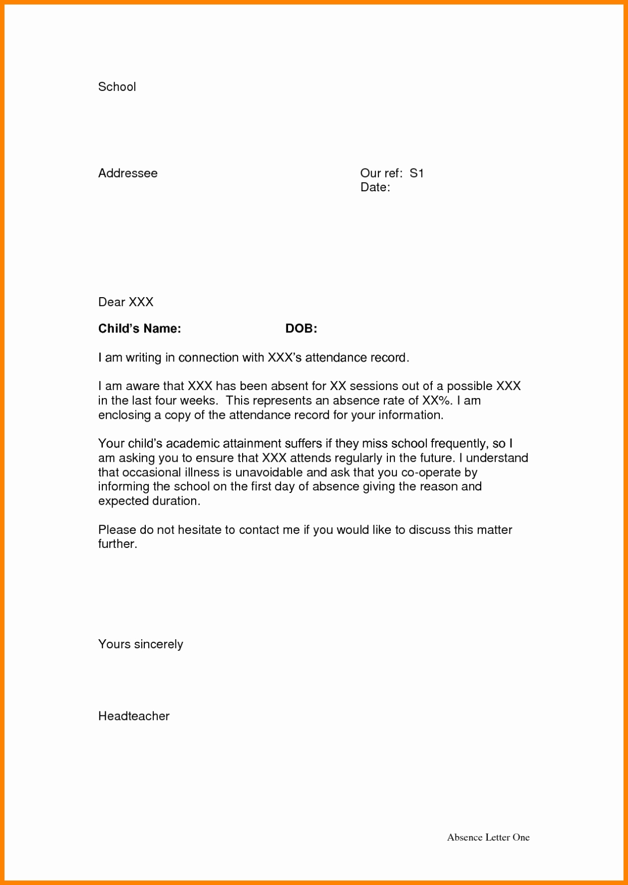 40 Absent Letter For School | Desalas Template Intended For School Absence Note Template