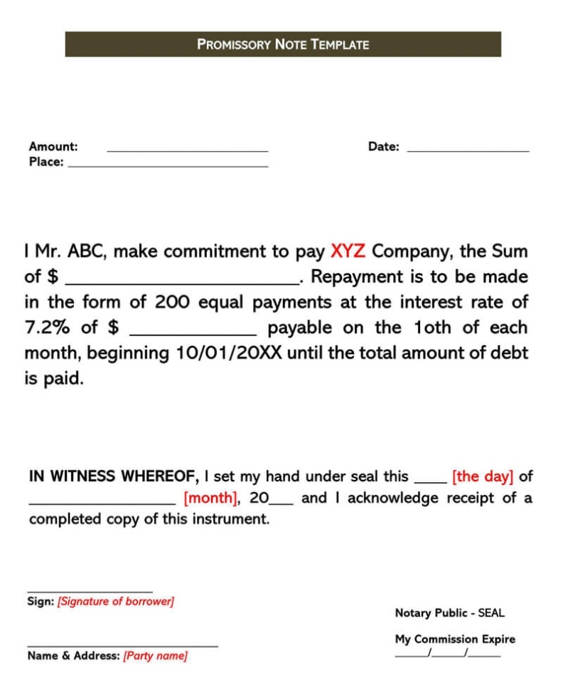 40 Free Unsecured Promissory Note Templates (Word | Pdf) In Unsecured Note Template