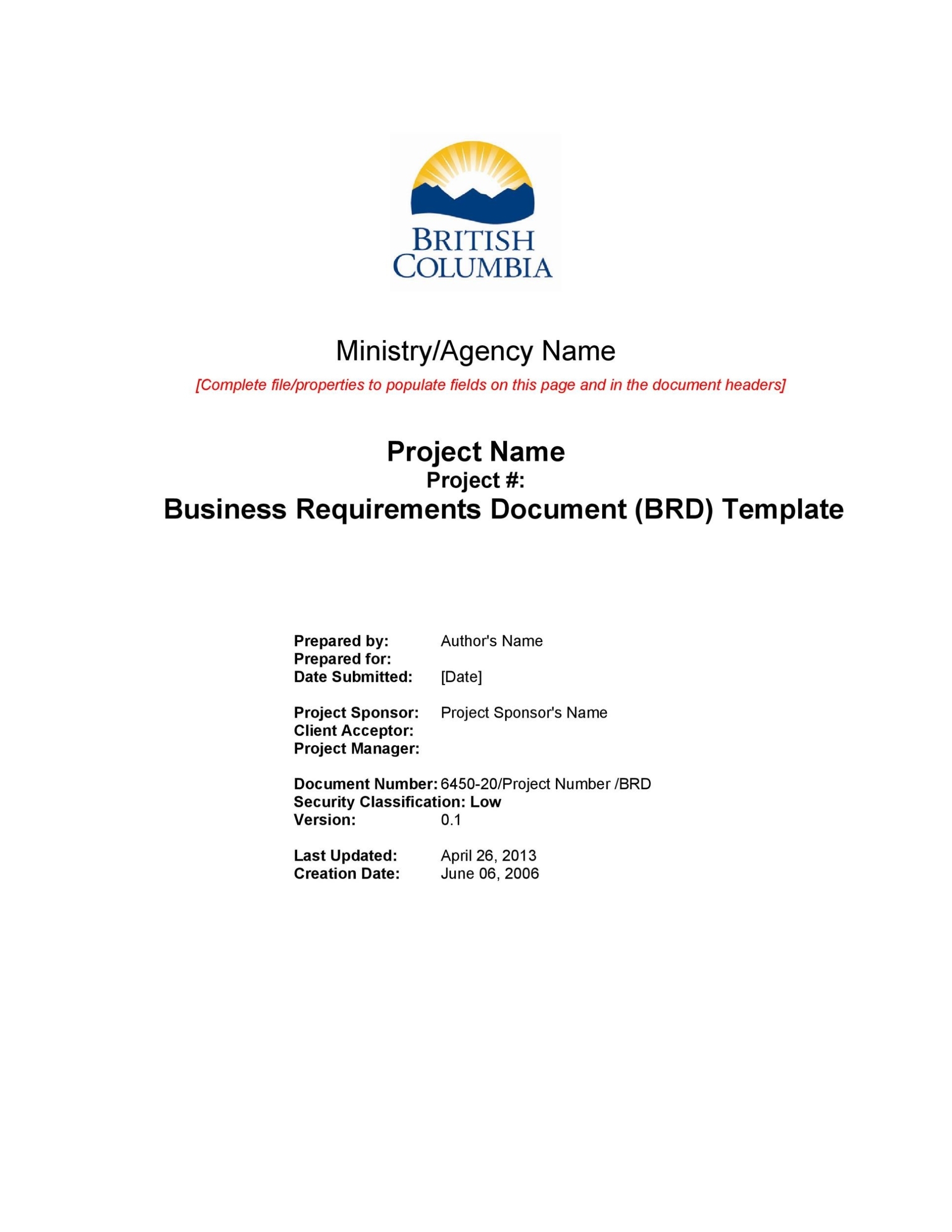 40+ Simple Business Requirements Document Templates ᐅ Templatelab With Business Requirements Document Template Pdf