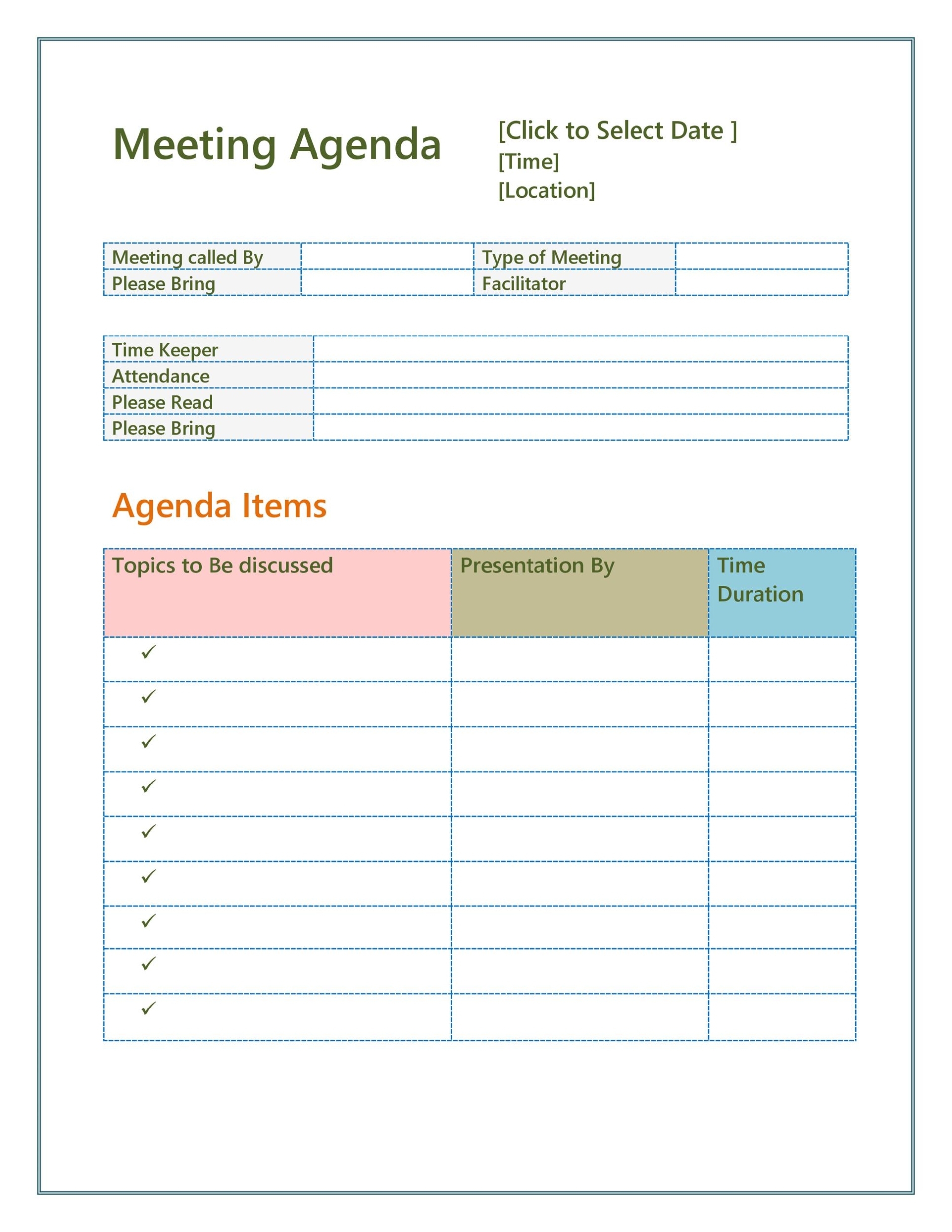 46 Effective Meeting Agenda Templates ᐅ Templatelab Pertaining To Monthly Meeting Calendar Template