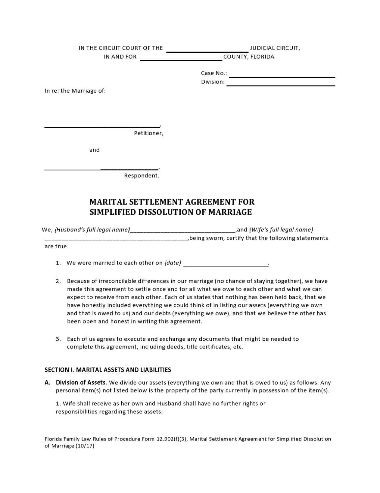 49 Editable Marital Settlement Agreements (Word/Pdf) ᐅ Templatelab With Regard To Property Settlement Agreement Sample