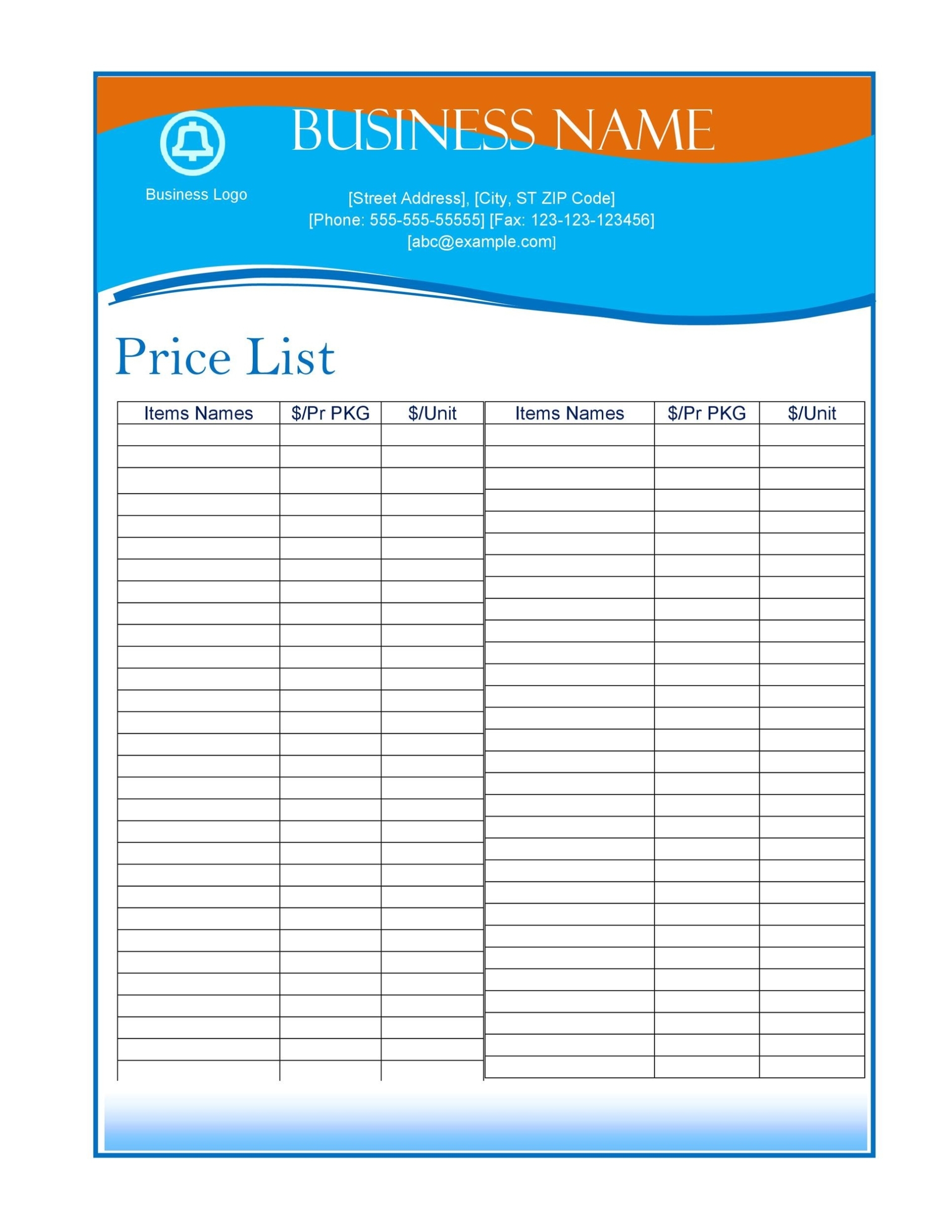 49 Free Price List Templates (Price Sheet Templates) ᐅ Templatelab Inside Free Business Directory Template