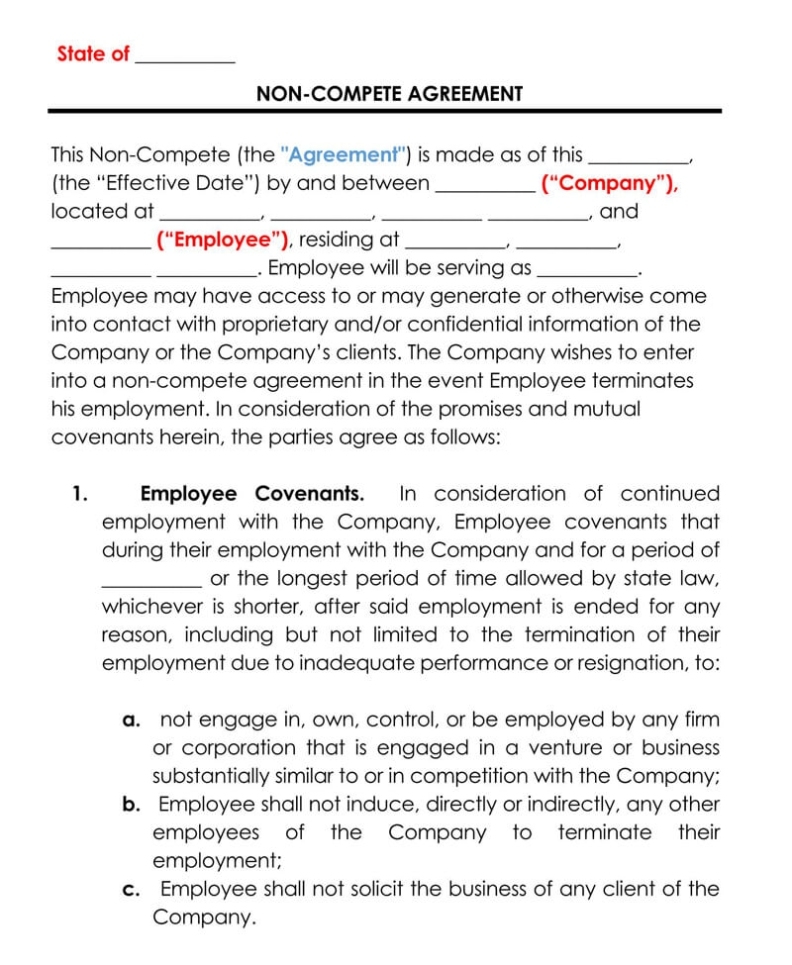 5+ Free Employee Non Compete Agreement Templates With Regard To Free Non Compete Agreement Template