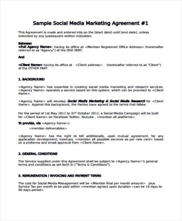 5+ Restaurant Social Media Marketing Agreement Templates – Pdf | Free Inside Radio Advertising Agreement Template