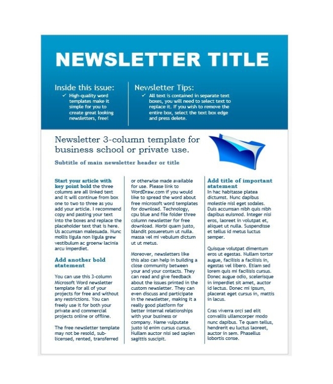 50 Free Newsletter Templates For Work, School And Classroom – Free Throughout Free Business Newsletter Templates For Microsoft Word