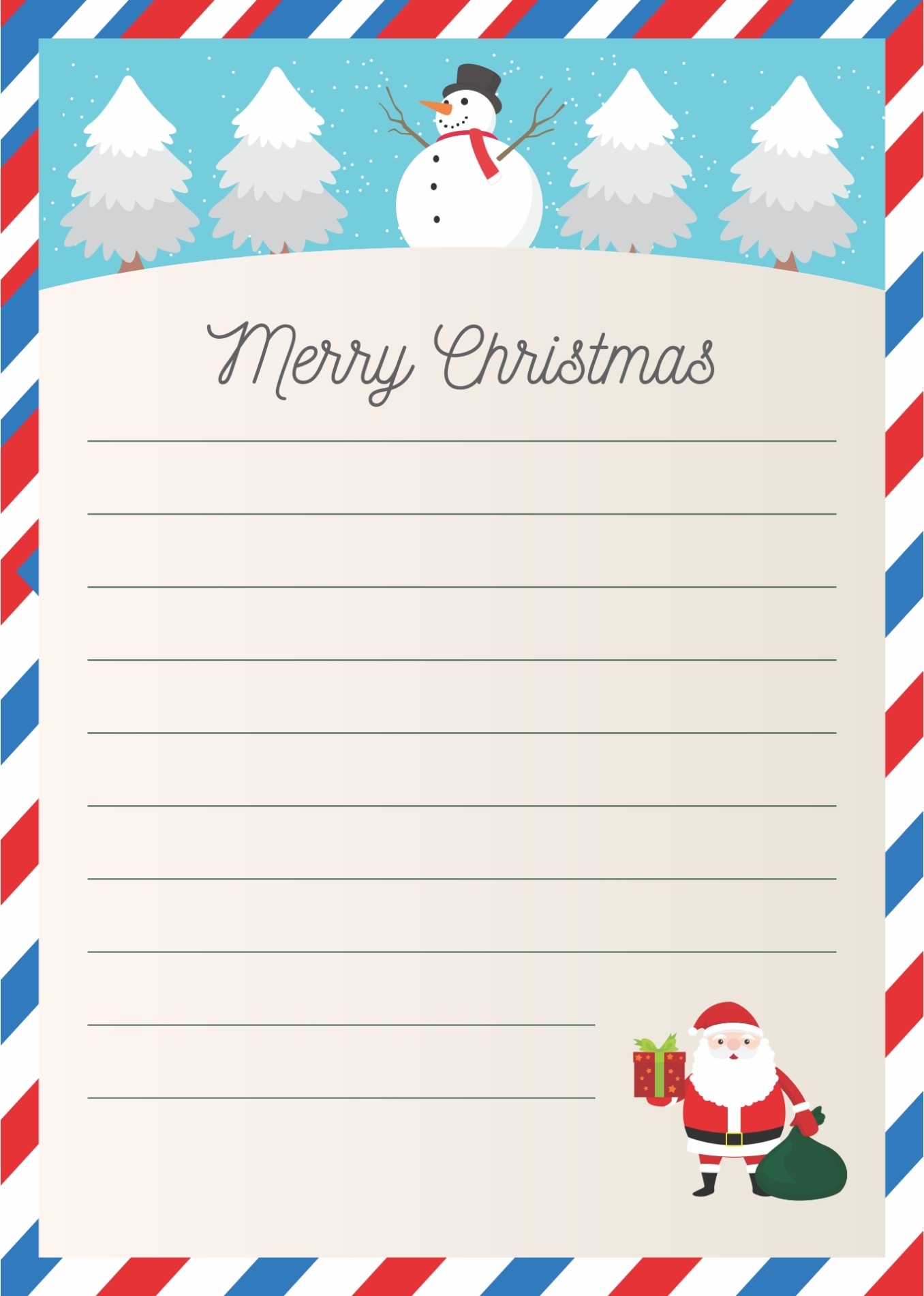 6 Best Printable Christmas Letter To Santa Templates Free - Printablee Inside Christmas Note Paper Template