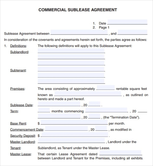 6 Free Commercial Lease Agreement Templates - Excel Pdf Formats Inside Business Lease Agreement Template