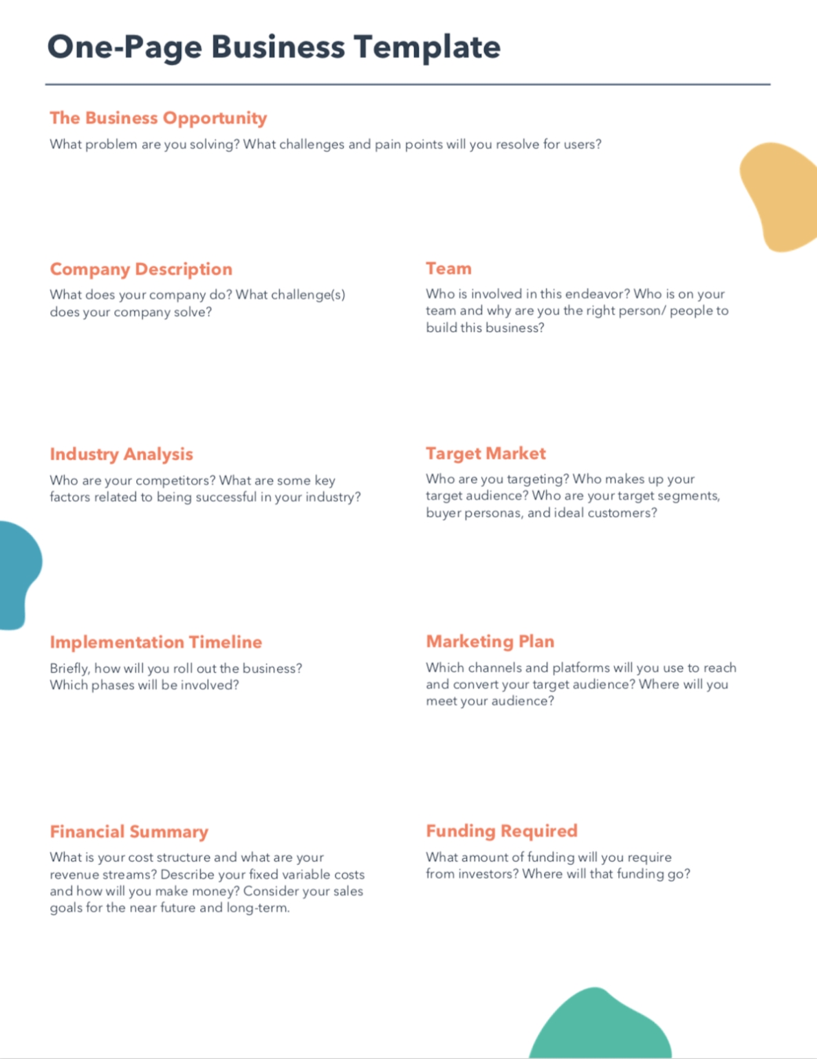 6 Free Startup | Business Plans | Pdf Templates &amp; Examples | Hubspot in Business Plan For A Startup Business Template