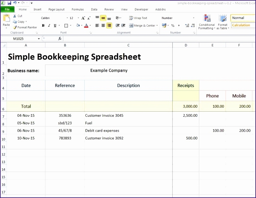 6 Small Business Bookkeeping Excel Template – Excel Templates With Excel Template For Small Business Bookkeeping