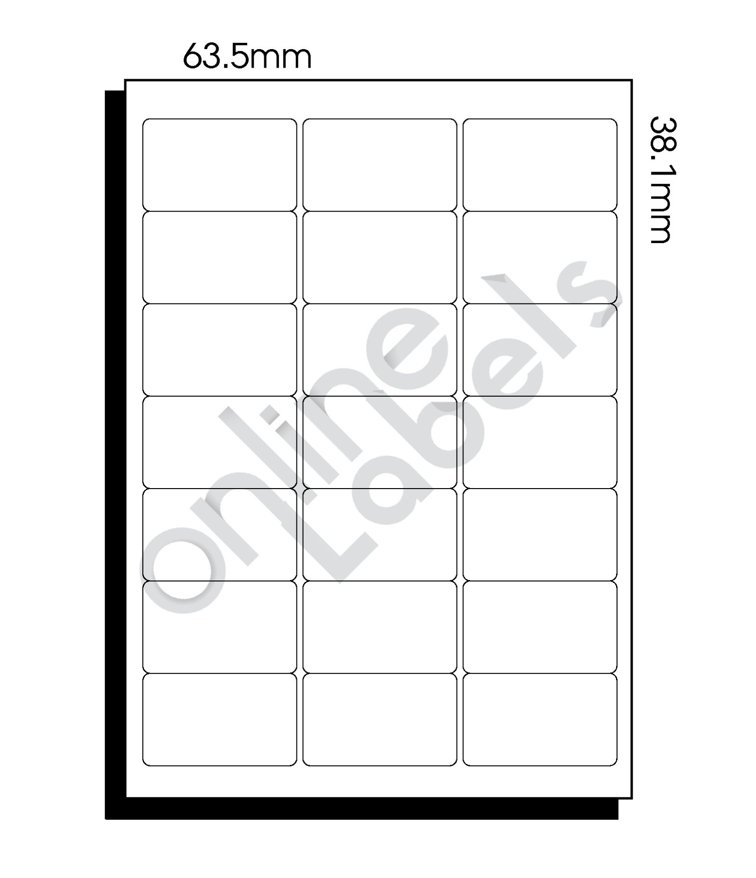 63.5Mm X 38.1Mm (128) – 21 Labels Per Sheet – Online Labels Within 3 Labels Per Sheet Template